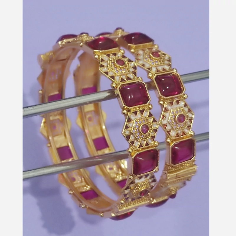 دستبند نگین دار هندی با روکش طلا (سایز 2و4 زنانه)
