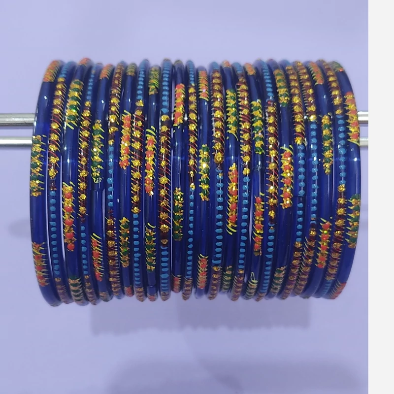 النگو شیشه ای آبی یاقوتی هندی  سایز 2 ( 24 عدد280 هزار)