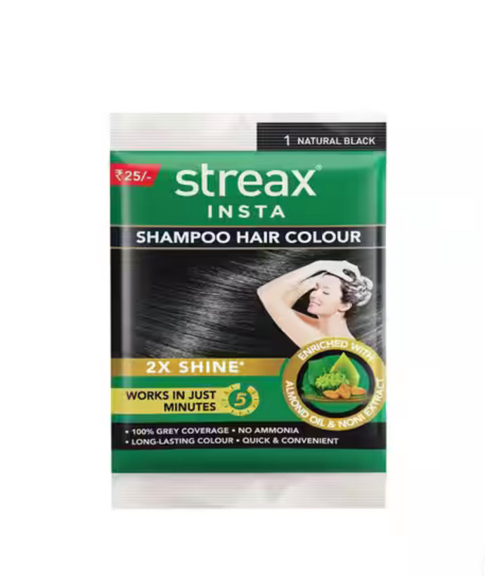 شامپو رنگ مو مشکی ( streax)یکبار مصرف