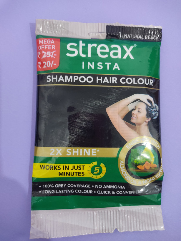 شامپو رنگ مو مشکی ( streax)یکبار مصرف
